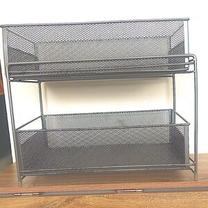 Small metal grey silver drawers organizer for under kitchen bath sink cabinet